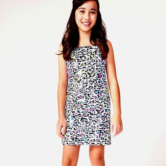 Milly Minis Kyle Leopard Sequins Dress Multi Childs 12 Adult size 0/2 - Picture 1 of 14